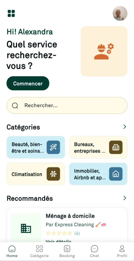 Écran d'accueil de l'application HAYATAK