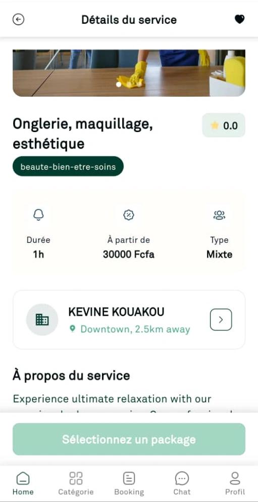 Fiche d'un prestataire dans l'application HAYATAK