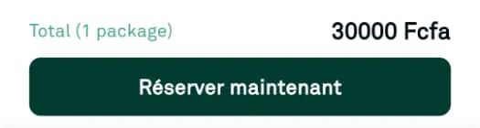 Total et bouton de réservation dans l'application HAYATAK